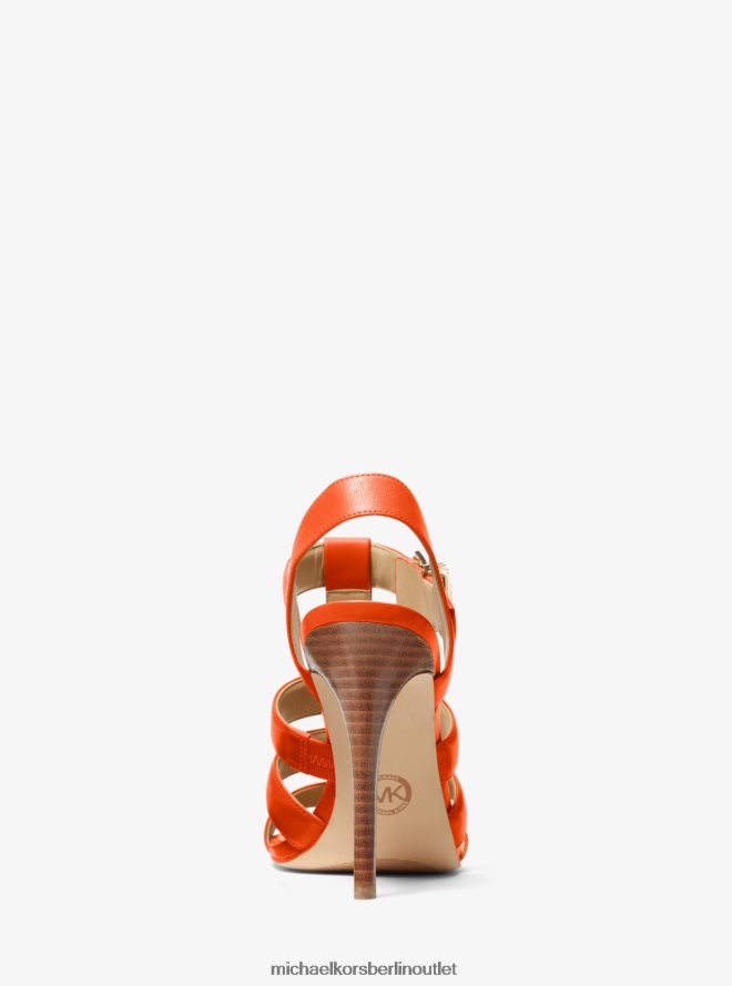 Schuhe de Michael Kors Frauen Jagger-Ledersandale optisches Orange 404V221924