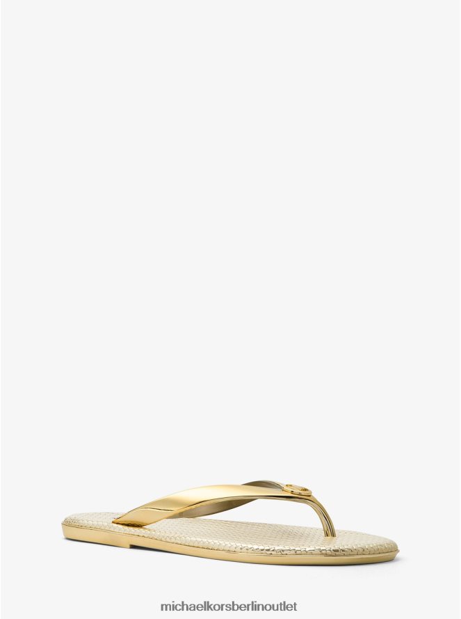 Schuhe de Michael Kors Frauen Jet-Set-Flip-Flop aus metallischem Gelee Gold 404V221996