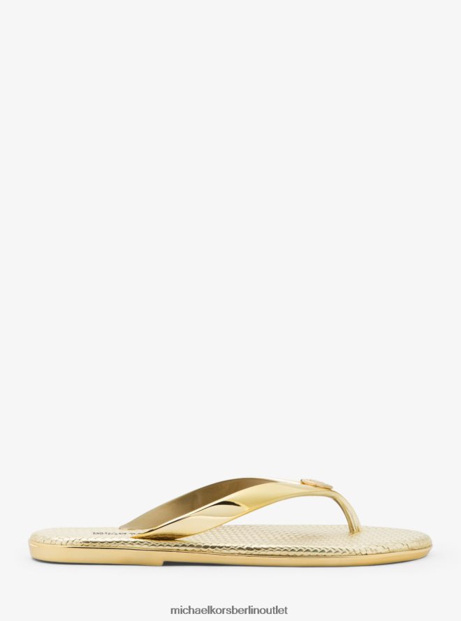 Schuhe de Michael Kors Frauen Jet-Set-Flip-Flop aus metallischem Gelee Gold 404V221996