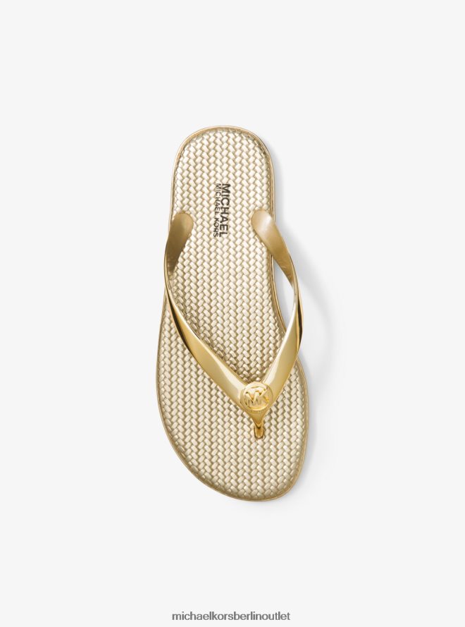 Schuhe de Michael Kors Frauen Jet-Set-Flip-Flop aus metallischem Gelee Gold 404V221996