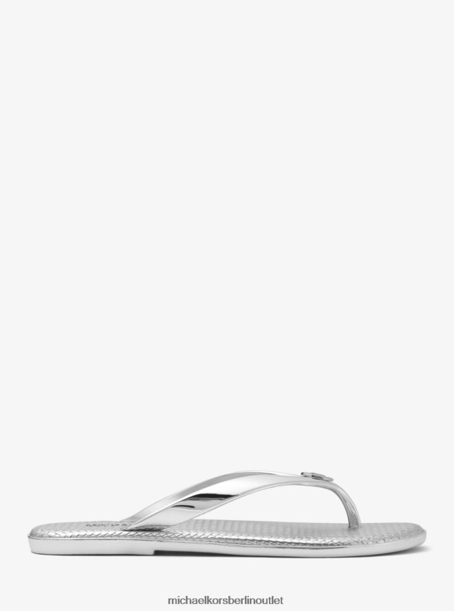 Schuhe de Michael Kors Frauen Jet-Set-Flip-Flop aus metallischem Gelee Silber 404V221994