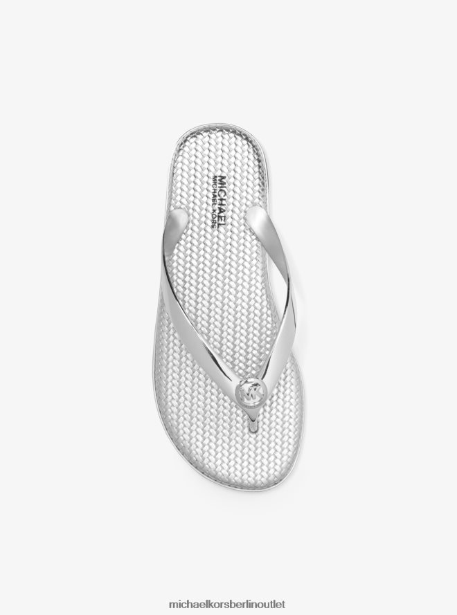 Schuhe de Michael Kors Frauen Jet-Set-Flip-Flop aus metallischem Gelee Silber 404V221994