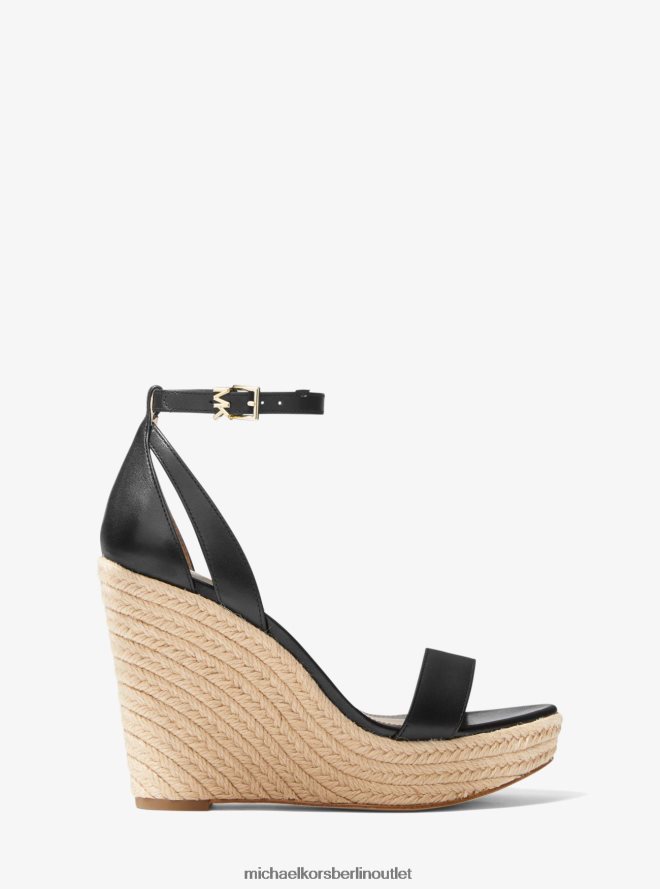 Schuhe de Michael Kors Frauen Keilsandalette „Kimberly“ aus Leder Schwarz 404V221911