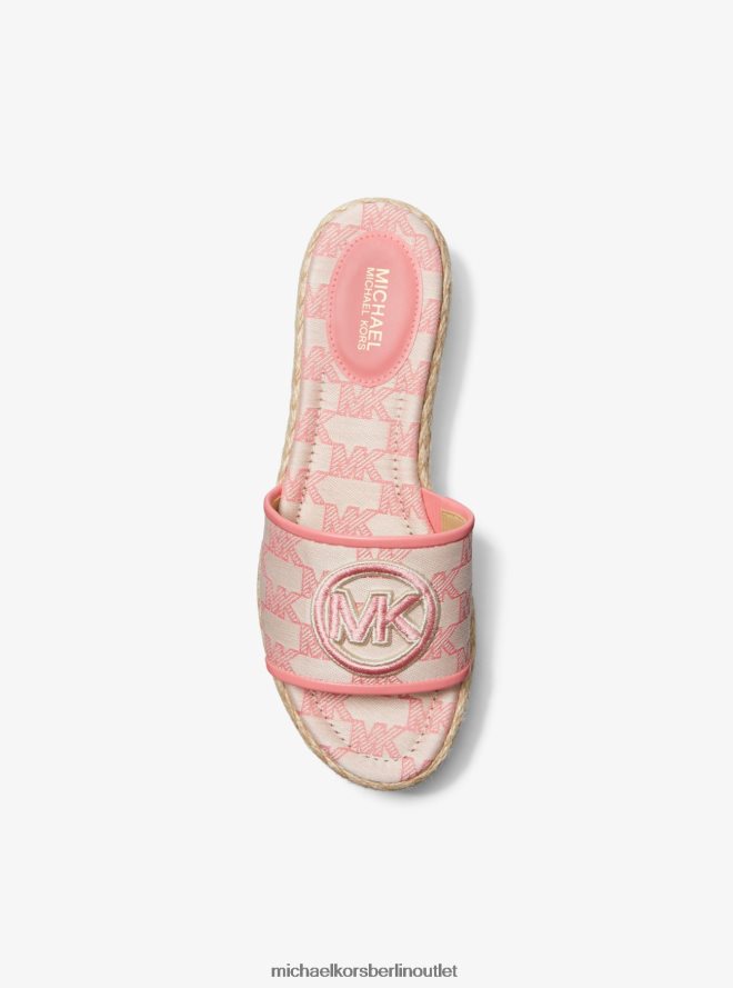 Schuhe de Michael Kors Frauen Keilsandalette aus Sadler-Logo aus Jacquard und Jute Teerose 404V221852