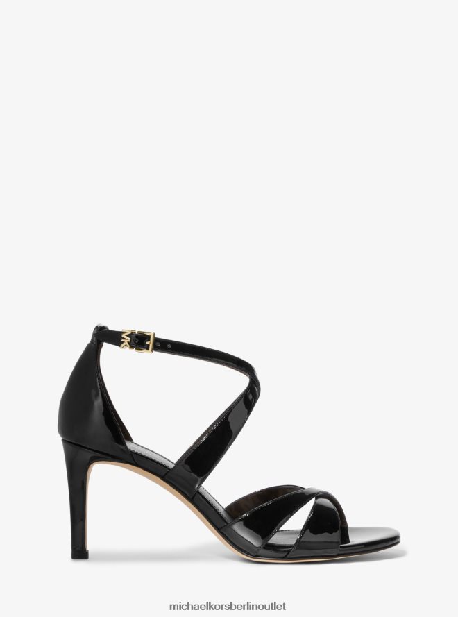 Schuhe de Michael Kors Frauen Kinsley-Sandale aus Lacklederimitat Schwarz 404V221992