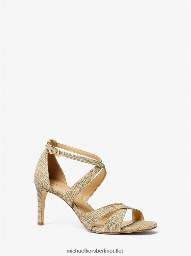 Schuhe de Michael Kors Frauen Kinsley glitzernde Sandale aus Kettengeflecht Weißgold 404V222015