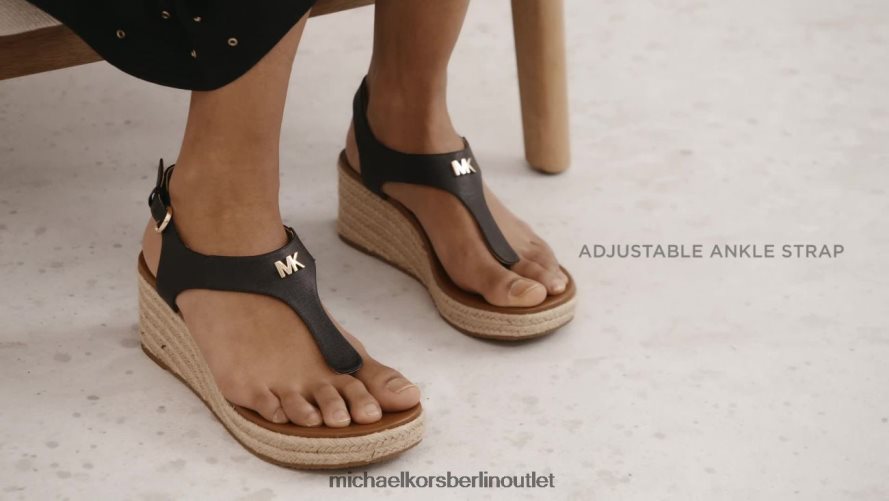 Schuhe de Michael Kors Frauen Laney Espadrille-Keilsandale aus Saffiano-Leder Schwarz 404V221909