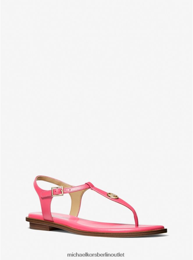 Schuhe de Michael Kors Frauen Mallory-Ledersandale mit T-Riemen Geranie 404V221895