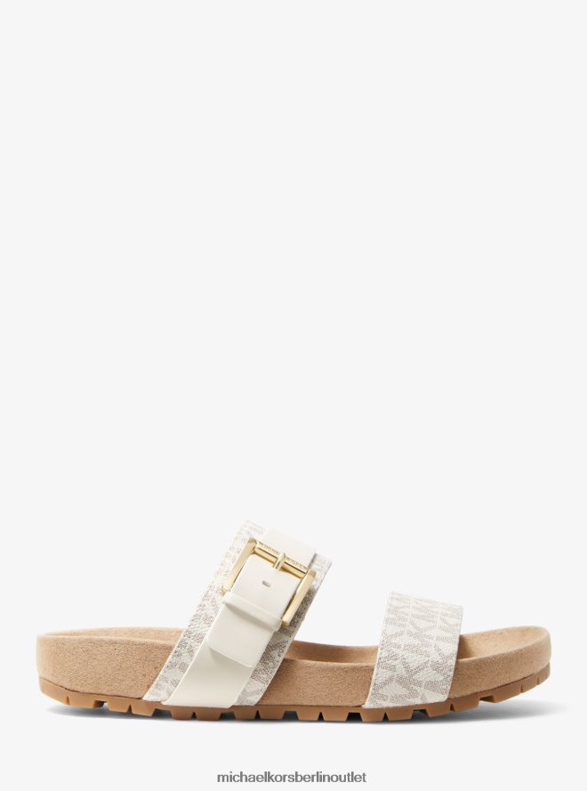 Schuhe de Michael Kors Frauen Mylah-Logo und Ledersandale Vanille 404V222075