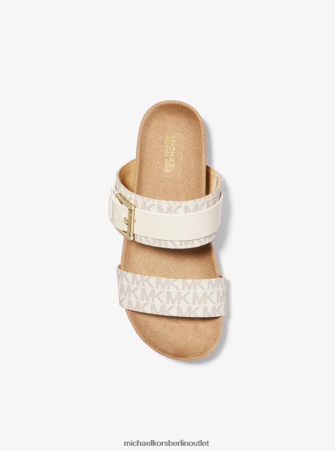 Schuhe de Michael Kors Frauen Mylah-Logo und Ledersandale Vanille 404V222075