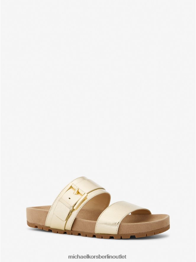 Schuhe de Michael Kors Frauen Mylah-Sandale aus Metallic-Kunstleder Weißgold 404V222022