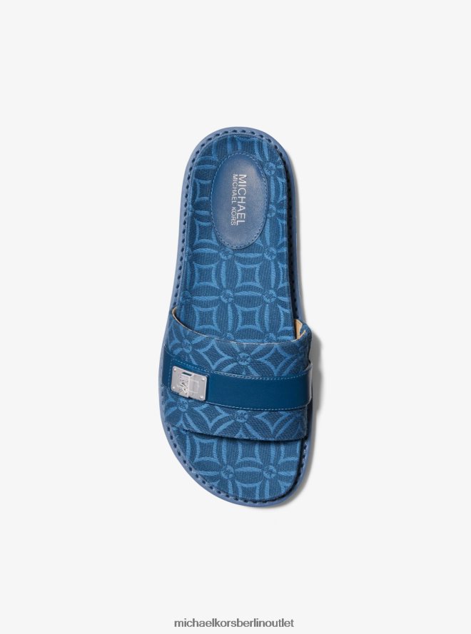 Schuhe de Michael Kors Frauen Padma-Logo-Jacquard-Slide-Sandale Heritage Blue Multi 404V221923