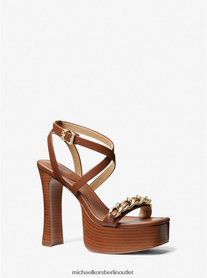 Schuhe de Michael Kors Frauen Paola-Plateausandale aus Leder mit Kettenverzierung Gepäck 404V221884