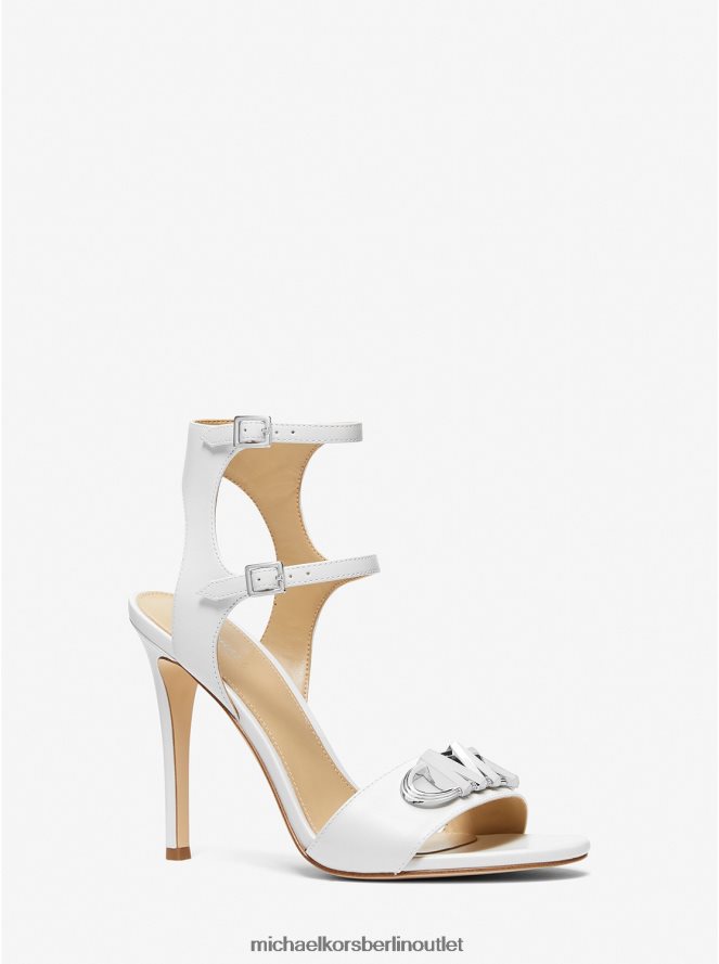 Schuhe de Michael Kors Frauen Parker-Ledersandale Optik weiß 404V221969