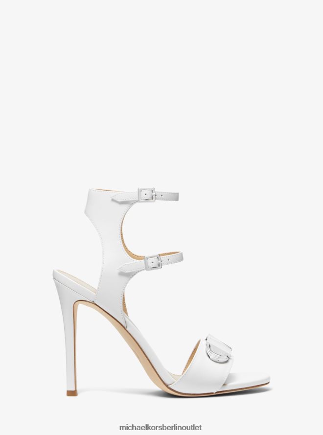 Schuhe de Michael Kors Frauen Parker-Ledersandale Optik weiß 404V221969