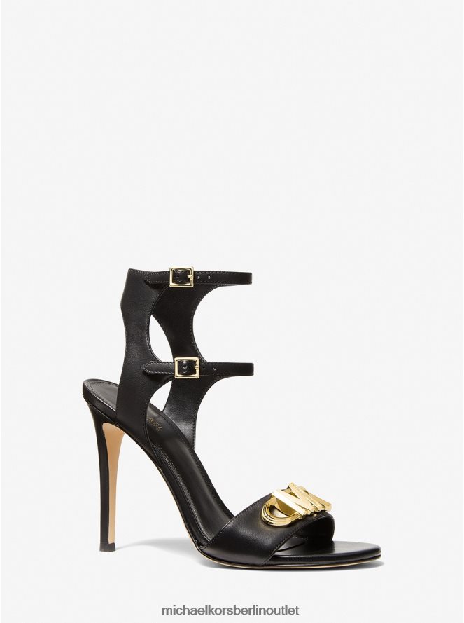 Schuhe de Michael Kors Frauen Parker-Ledersandale Schwarz 404V221971