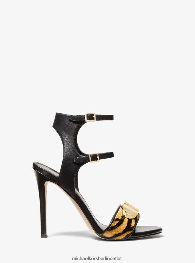Schuhe de Michael Kors Frauen Parker-Sandale aus Kalbshaar und Leder mit Tigermuster Ringelblume 404V222026