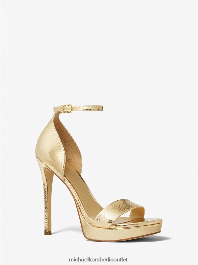 Schuhe de Michael Kors Frauen Plateau-Sandale aus Leder mit Metallic-Schlangenprägung von Jordan Weißgold 404V221891