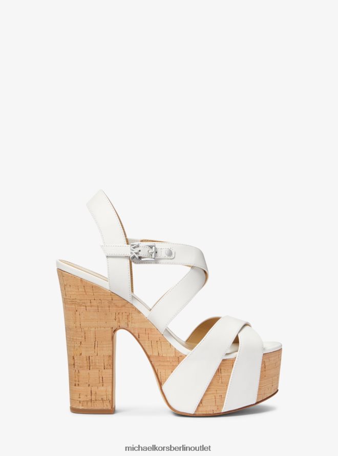 Schuhe de Michael Kors Frauen Plateausandale aus Suki-Leder Optik weiß 404V221914