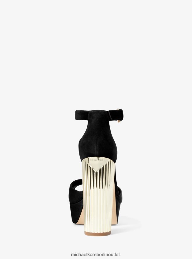 Schuhe de Michael Kors Frauen Porter-Plateausandale aus Wildleder Schwarz 404V221982