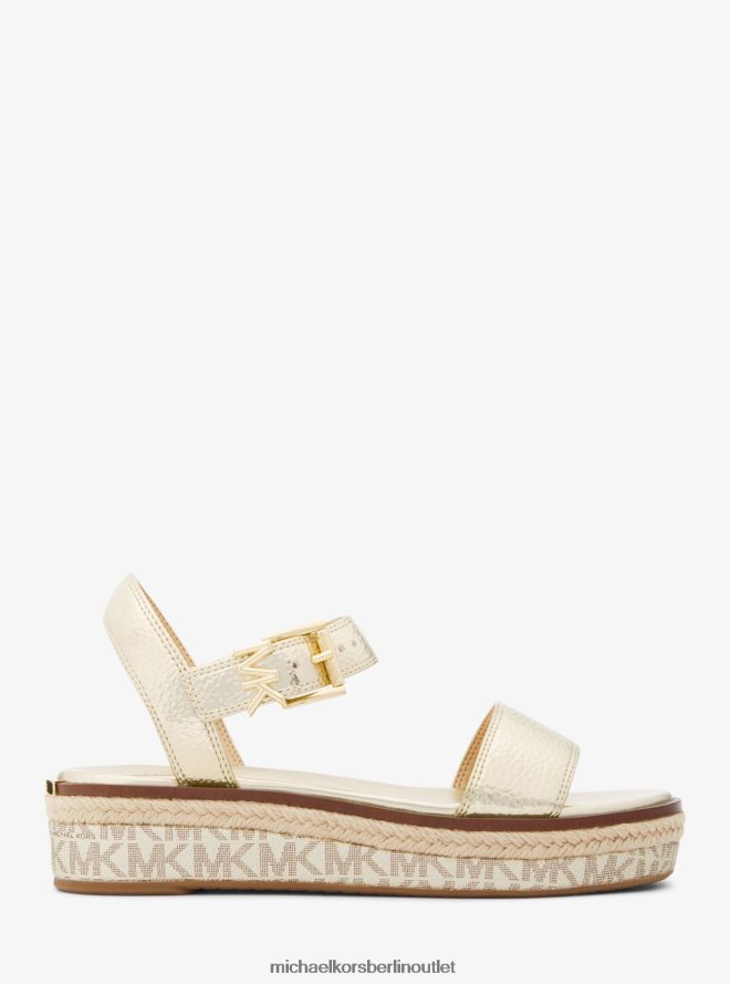 Schuhe de Michael Kors Frauen Richie Metallic-Espadrille aus Kunstleder und Logo mit Plateausohle Weißgold 404V221875