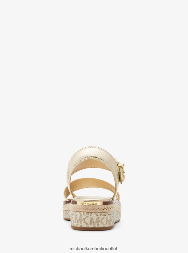 Schuhe de Michael Kors Frauen Richie Metallic-Espadrille aus Kunstleder und Logo mit Plateausohle Weißgold 404V221875