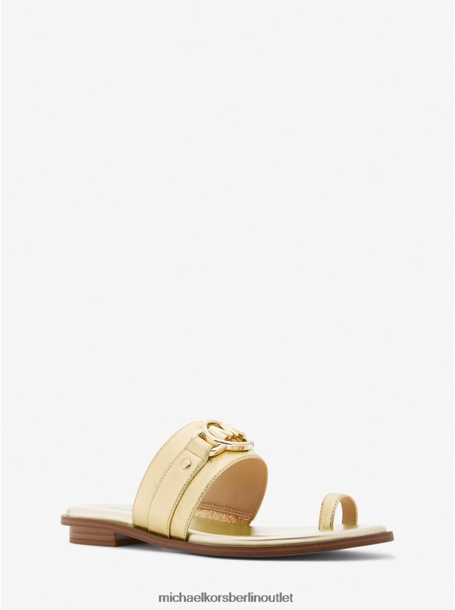 Schuhe de Michael Kors Frauen Rory Sandale aus Metallic-Leder Weißgold 404V221833