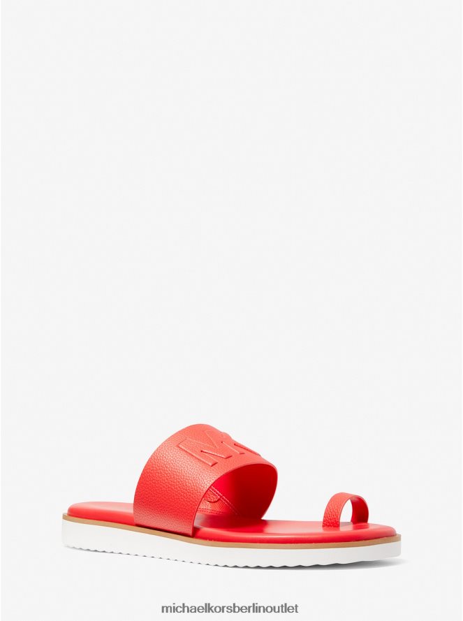 Schuhe de Michael Kors Frauen Rosafarbene Slide-Sandale aus geprägtem Kunstleder Koralle 404V222041