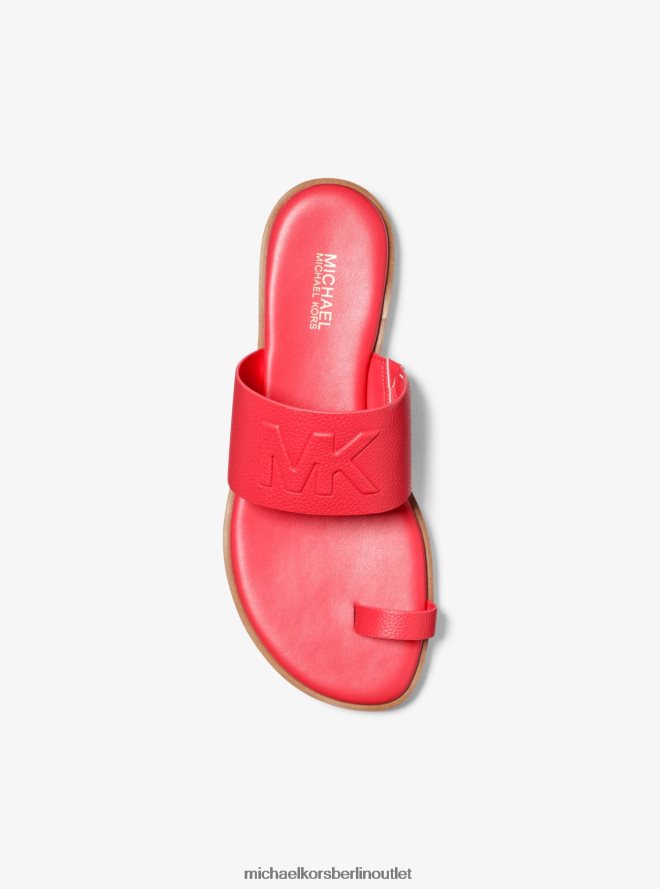 Schuhe de Michael Kors Frauen Rosafarbene Slide-Sandale aus geprägtem Kunstleder Koralle 404V222041