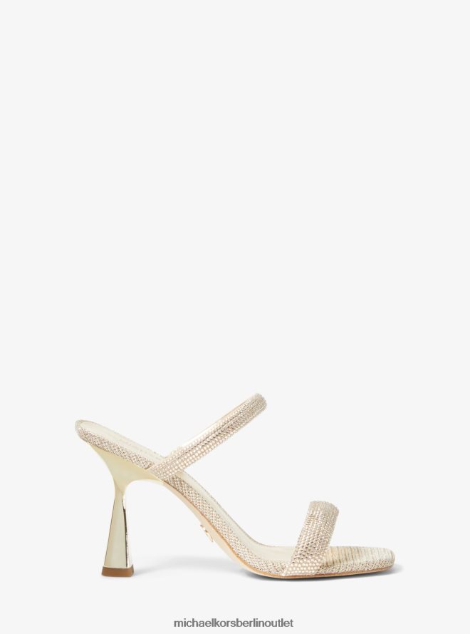 Schuhe de Michael Kors Frauen Sandale „Clara“ mit Metallic-Glitzer-Kette und Mesh-Verzierung Weißgold 404V222021