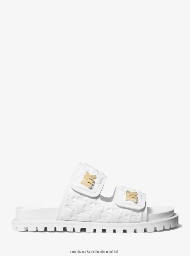 Schuhe de Michael Kors Frauen Slide-Sandale aus Kunstleder mit starker Logoprägung Optik weiß 404V221922