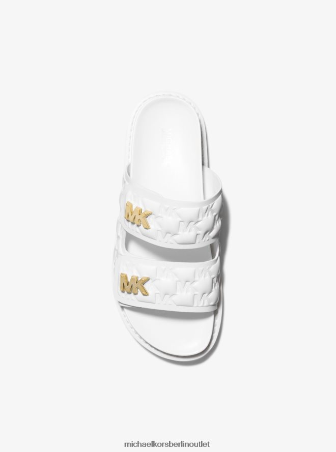 Schuhe de Michael Kors Frauen Slide-Sandale aus Kunstleder mit starker Logoprägung Optik weiß 404V221922