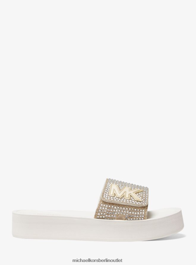 Schuhe de Michael Kors Frauen Verzierte Plateau-Slide-Sandale Weißgold 404V221973