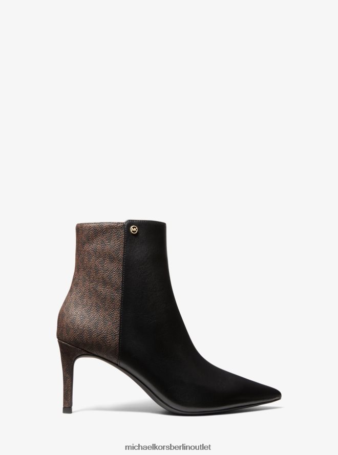 Schuhe de Michael Kors Frauen Alina Flex-Stiefelette aus Leder und Logo schwarz/braun 404V222177