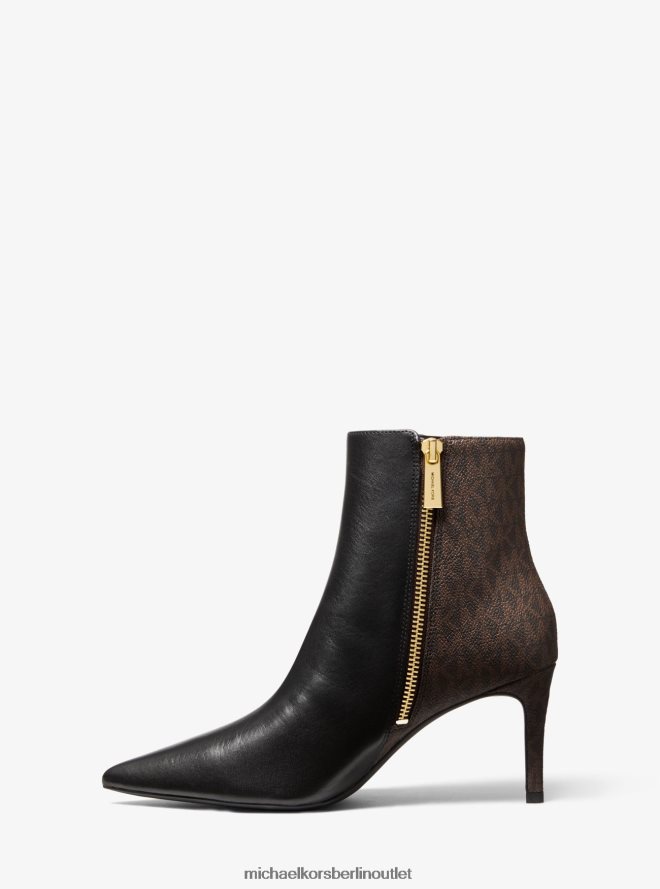 Schuhe de Michael Kors Frauen Alina Flex-Stiefelette aus Leder und Logo schwarz/braun 404V222177