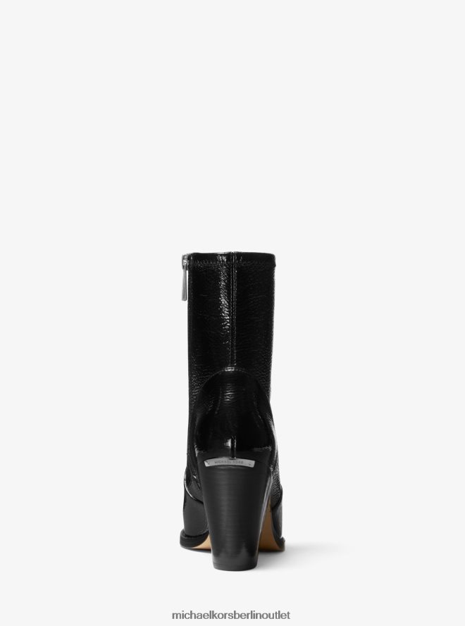Schuhe de Michael Kors Frauen Dover-Stiefel aus Crinkle-Kunstleder Schwarz 404V222103