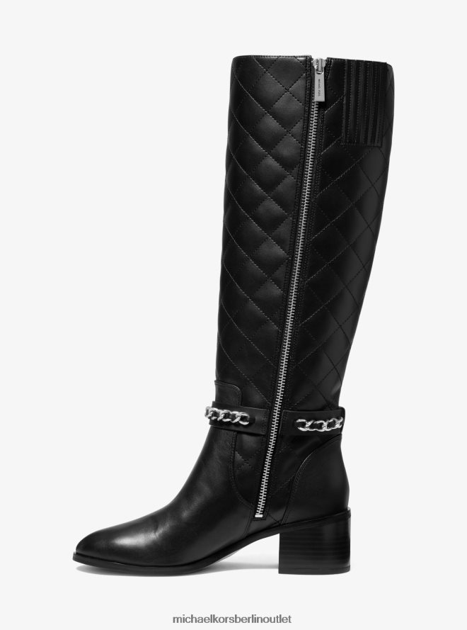 Schuhe de Michael Kors Frauen Elsa-Stiefel aus gestepptem Leder Schwarz 404V222185