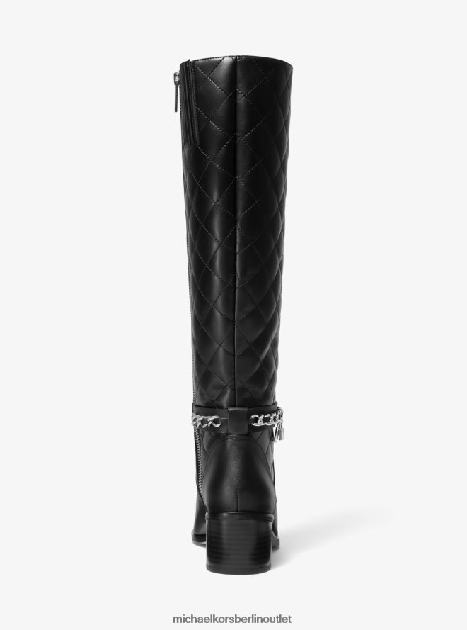 Schuhe de Michael Kors Frauen Elsa-Stiefel aus gestepptem Leder Schwarz 404V222185