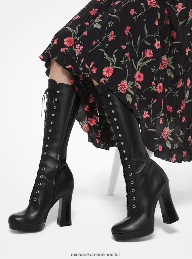 Schuhe de Michael Kors Frauen Kollektion Deandra Plateaustiefel aus Kalbsleder Schwarz 404V222220