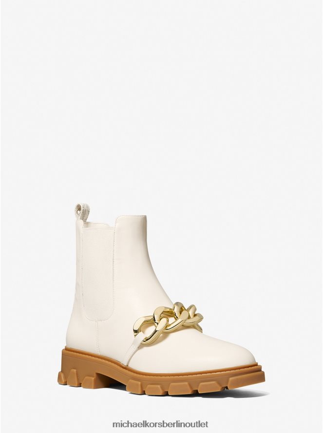 Schuhe de Michael Kors Frauen Lederstiefel mit Scarlett-Verzierung Es ist Sahne 404V222181