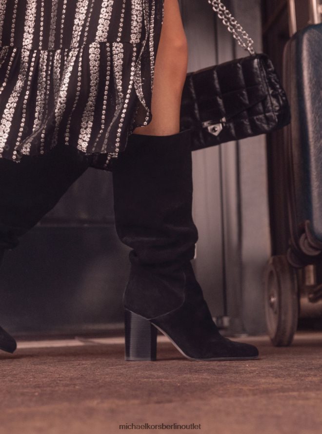 Schuhe de Michael Kors Frauen Leigh-Wildlederstiefel Schwarz 404V222125