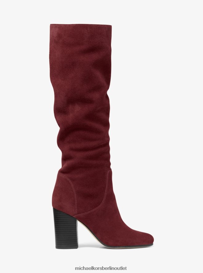 Schuhe de Michael Kors Frauen Leigh-Wildlederstiefel dunkle Beere 404V222123