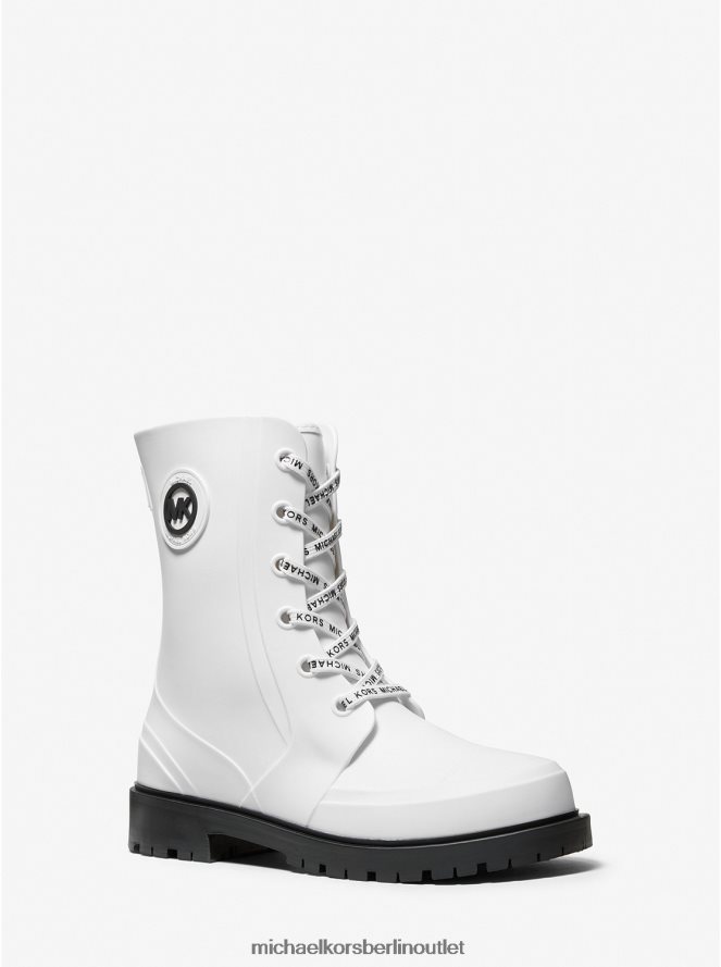 Schuhe de Michael Kors Frauen Montaigne PVC-Regenstiefel Optik weiß/schwarz 404V222166