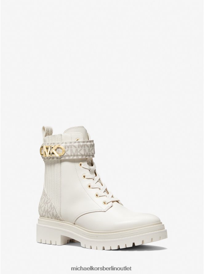 Schuhe de Michael Kors Frauen Parker-Kampfstiefel aus Leder Creme 404V222112
