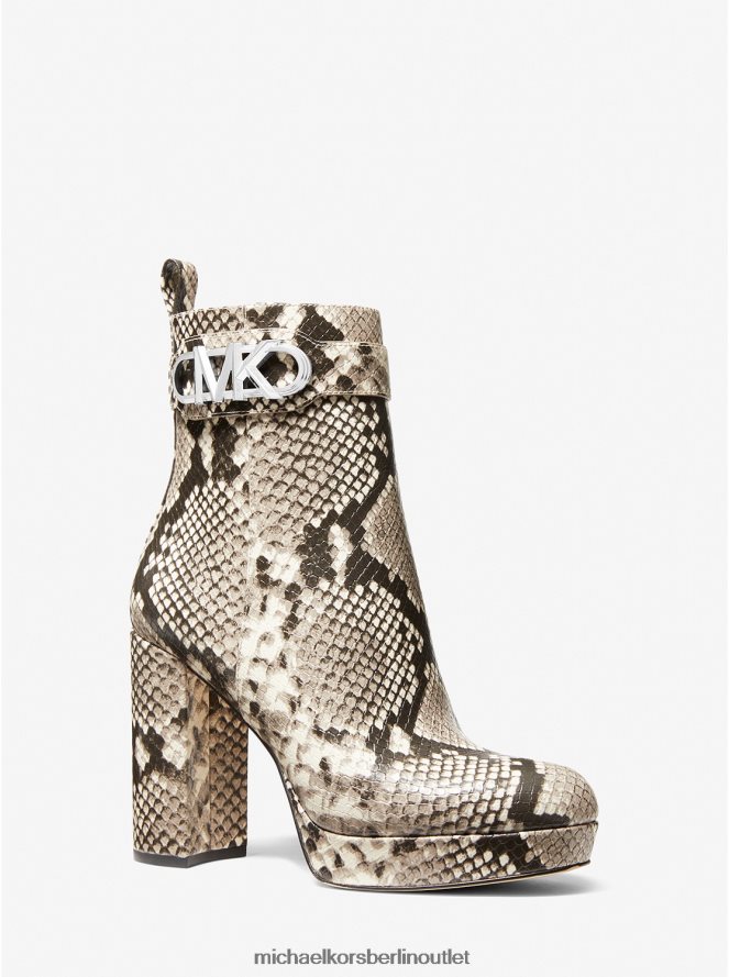 Schuhe de Michael Kors Frauen Parker-Plateaustiefel aus Kunstleder mit Schlangenprägung Sand 404V222159