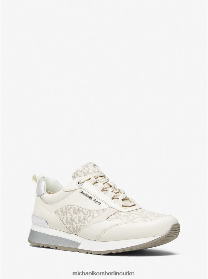 Schuhe de Michael Kors Frauen Allie Stride-Logo und Ledertrainer Van/Creme 404V221792