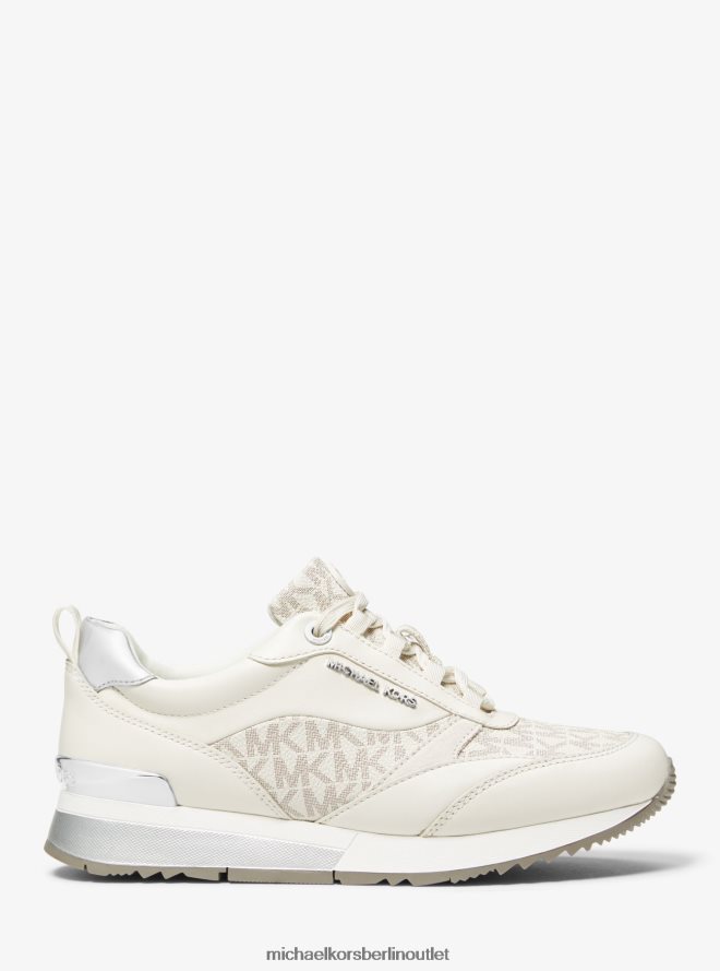 Schuhe de Michael Kors Frauen Allie Stride-Logo und Ledertrainer Van/Creme 404V221792