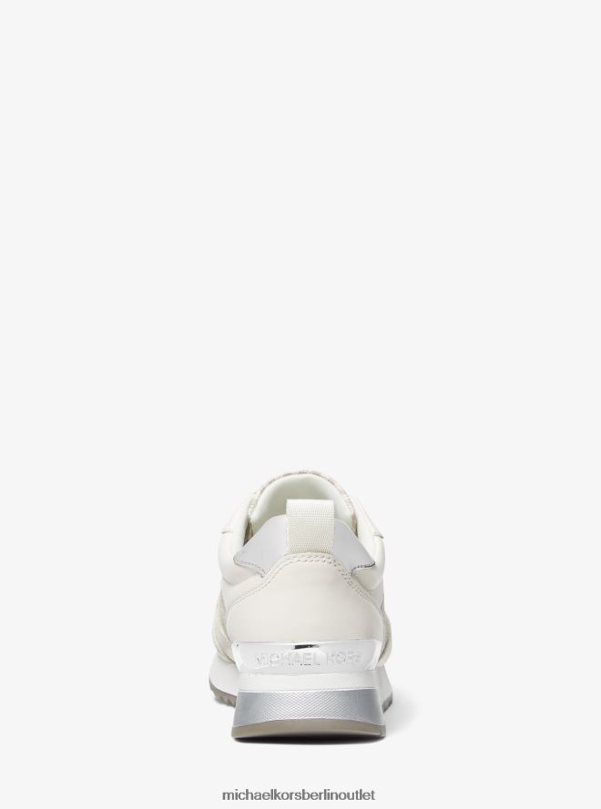 Schuhe de Michael Kors Frauen Allie Stride-Logo und Ledertrainer Van/Creme 404V221792