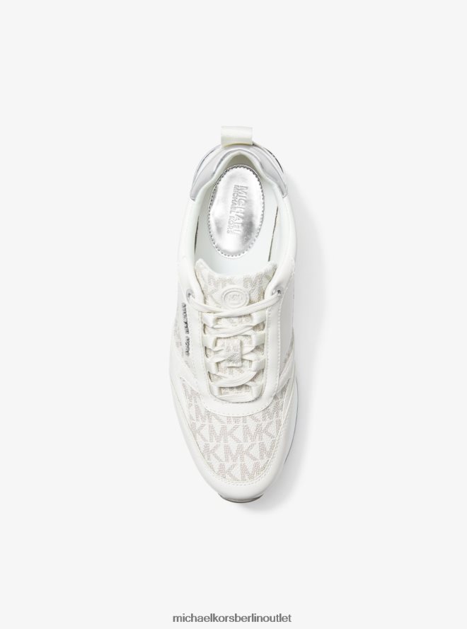 Schuhe de Michael Kors Frauen Allie Stride-Logo und Ledertrainer Van/Creme 404V221792