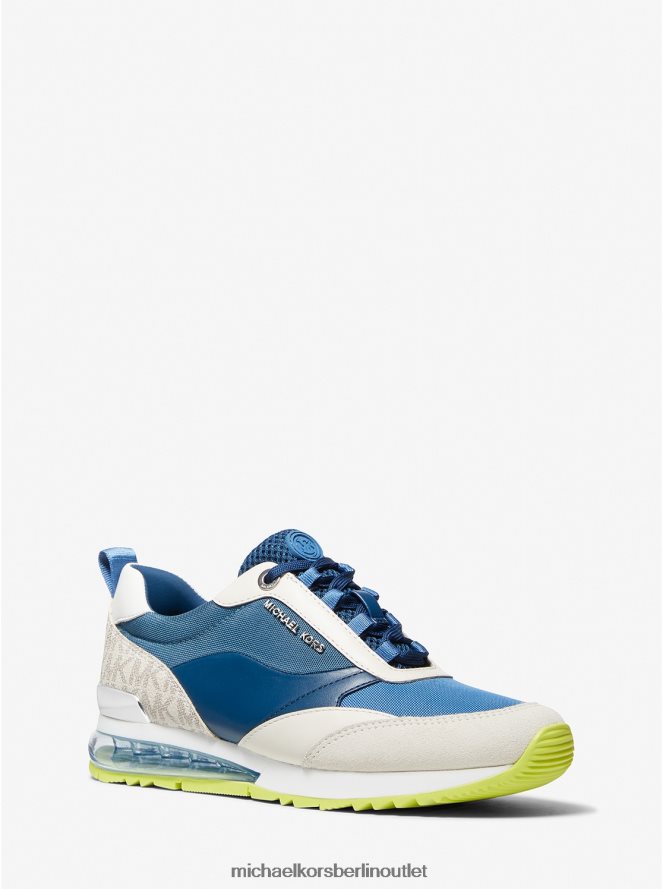 Schuhe de Michael Kors Frauen Allie Stride, extremer Mixed-Media-Trainer Flussblau 404V221800